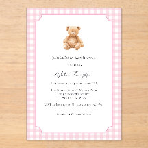 Invitation en acrylique pour Baby Shower Ours en P