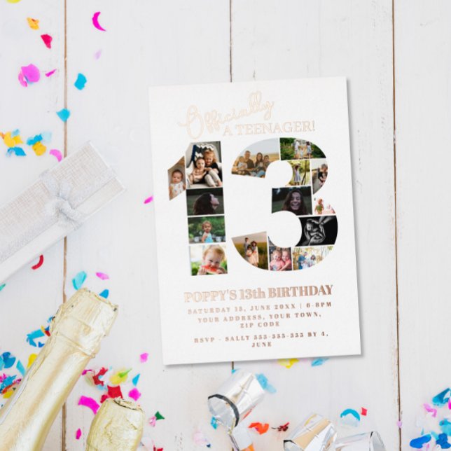 Invitation En Aluminium 13e anniversaire officiellement un collage photo a (Créateur téléchargé)