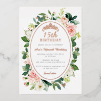 15e anniversaire Rose Gold Pink Butterfly Floral