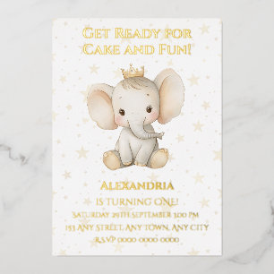 Invitation En Aluminium 1er anniversaire de bébé éléphant princesse person