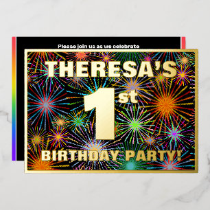 Invitation En Aluminium 1ère fête d'anniversaire — Amusant, coloré Feu d'a