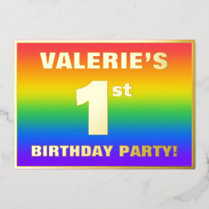 Invitation En Aluminium 1ère fête d'anniversaire : Amusant, coloré Motif a