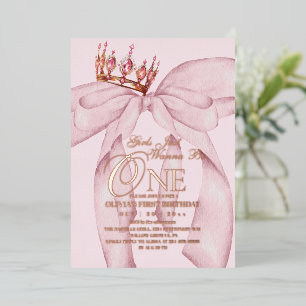 Invitation En Aluminium 1ère Filles au Ruban Rose Just Wanna Be One Annive