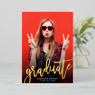 Invitation En Aluminium 2023 GRADUATE photo moderne script minimal or