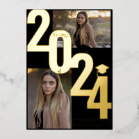 2024 Real Foil Gold Metallic Graduation Photo