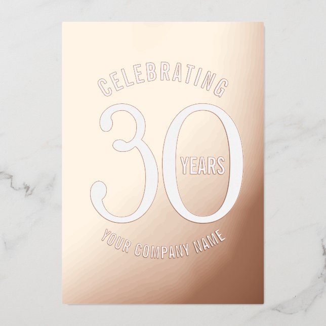 Invitation En Aluminium 30 ans anniversaire d'entreprise rose or blanc (Recto)