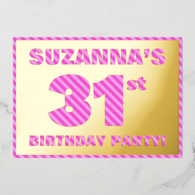 Invitation En Aluminium 31e fête d'anniversaire — Audacieux, amusant, rose (Recto)