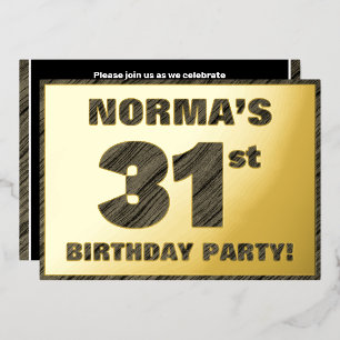 Invitation En Aluminium 31e fête d'anniversaire — Gras, Faux Wood Grain Te