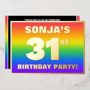 Invitation En Aluminium 31e fête d'anniversaire : Motif arc-en-ciel coloré