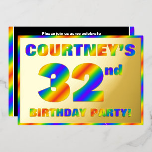 Invitation En Aluminium 32e fête d'anniversaire — Amusant, Rainbow Spectru