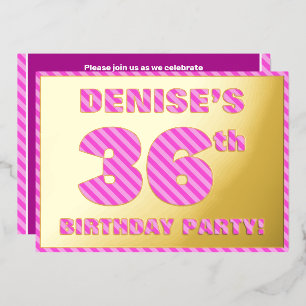 Invitation En Aluminium 36e fête d'anniversaire — Gras, amusant, rose rayu