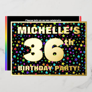 Invitation En Aluminium 36e fête d'anniversaire — Motif d'étoiles amusante