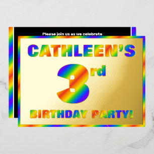 Invitation En Aluminium 3e fête d'anniversaire — Amusant, Rainbow Spectrum