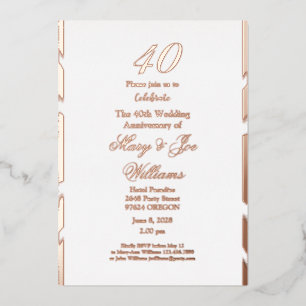 Invitation En Aluminium 40 ans Jubilé d'anniversaire 40e anniversaire de m