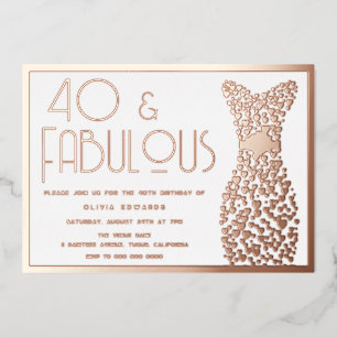 Invitation En Aluminium 40 & Fabulous Gold Gown Retro 40e anniversaire
