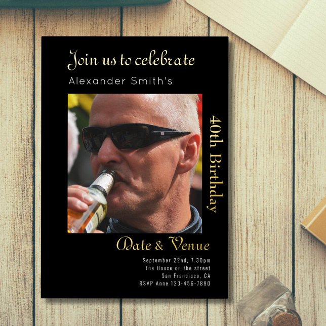 Invitation En Aluminium 40e anniversaire Black Gold (Créateur téléchargé)