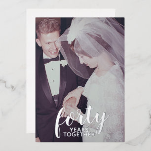 Invitation En Aluminium 40e Anniversaire de Mariage Argent & Photo