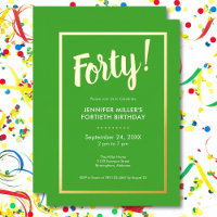 40e anniversaire vert citron et or moderne