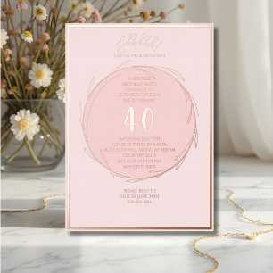 Invitation En Aluminium 40ème photo personnalisée minimaliste Anniversaire