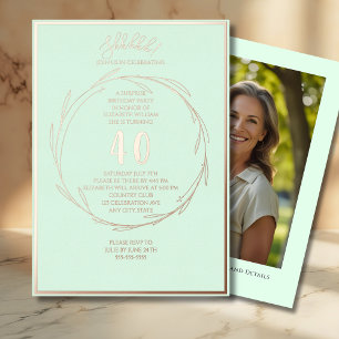 Invitation En Aluminium 40ème photo personnalisée minimaliste Anniversaire