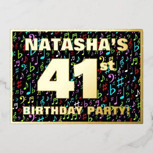 Invitation En Aluminium 41e fête d'anniversaire — Symboles de musique amus