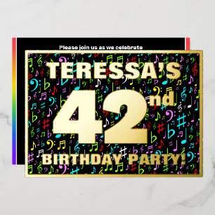 Invitation En Aluminium 42e fête d'anniversaire — Symboles de musique amus