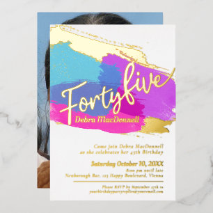 Invitation En Aluminium 45e anniversaire fête d'or photo brillante abstrai