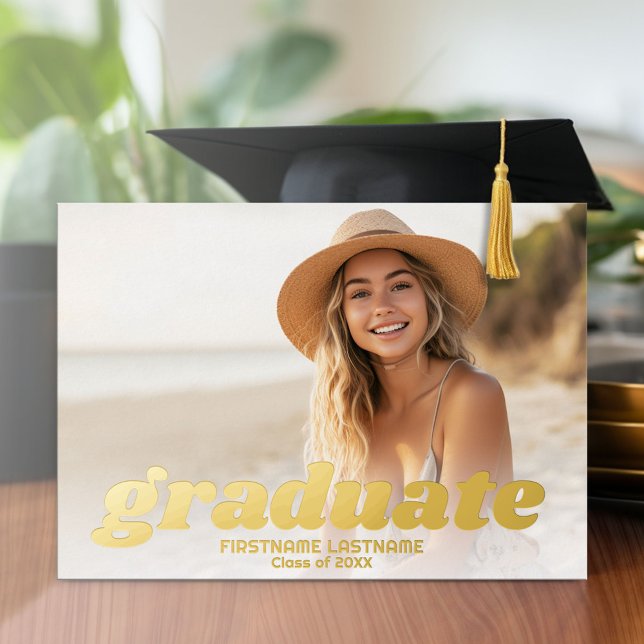 Invitation En Aluminium 4 Photo Graduation Party Modern Script Real (Graduation Party Invitation with Multiple Photos)
