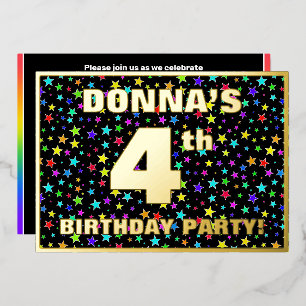 Invitation En Aluminium 4e Birthday Party — Fun, Colorful Stars Pattern