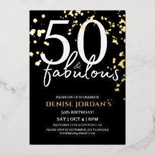 Invitation En Aluminium 50 ans et fabuleux Anniversaire Moderne Or et Noir