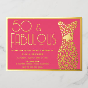 Invitation En Aluminium 50 & Fabuleux ! Hot rose 50e Anniversaire de la fê