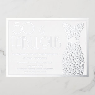 Invitation En Aluminium 50 & Fabuleux ! Robe d'argent 50e fête d'anniversa