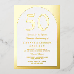 Invitation En Aluminium 50e anniversaire de mariage Golden Arch or 