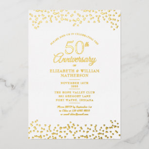 Invitation En Aluminium 50e anniversaire de Mariage Love Hearts Gold