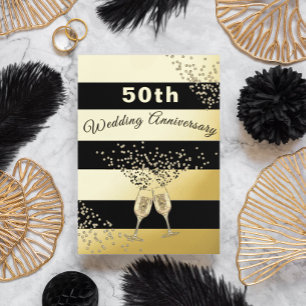 Invitation En Aluminium 50e anniversaire de mariage noir chic élégant