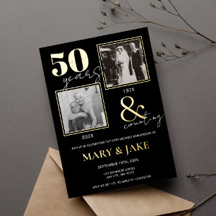 Invitation En Aluminium 50e anniversaire de mariage Then & Now