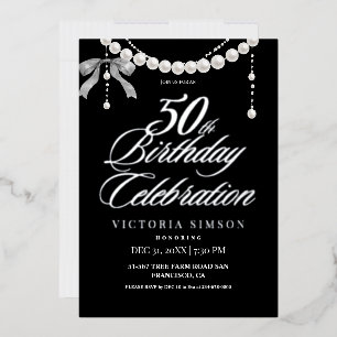 Invitation En Aluminium 50e Anniversaire Noir & Blanc