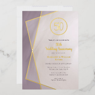 Invitation En Aluminium 50e anniversaire prune muette avec or