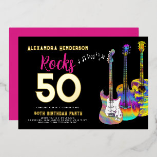 Invitation En Aluminium 50e Anniversaire Rocks 50 Party rose