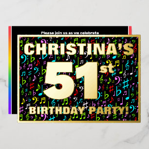 Invitation En Aluminium 51e fête d'anniversaire — Symboles de musique amus