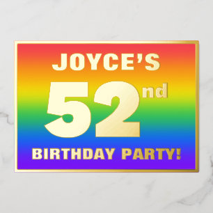 Invitation En Aluminium 52e fête d'anniversaire : Amusant, coloré Motif ar