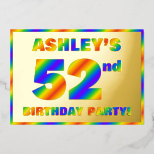 Invitation En Aluminium 52e fête d'anniversaire — Amusant, Rainbow Spectru
