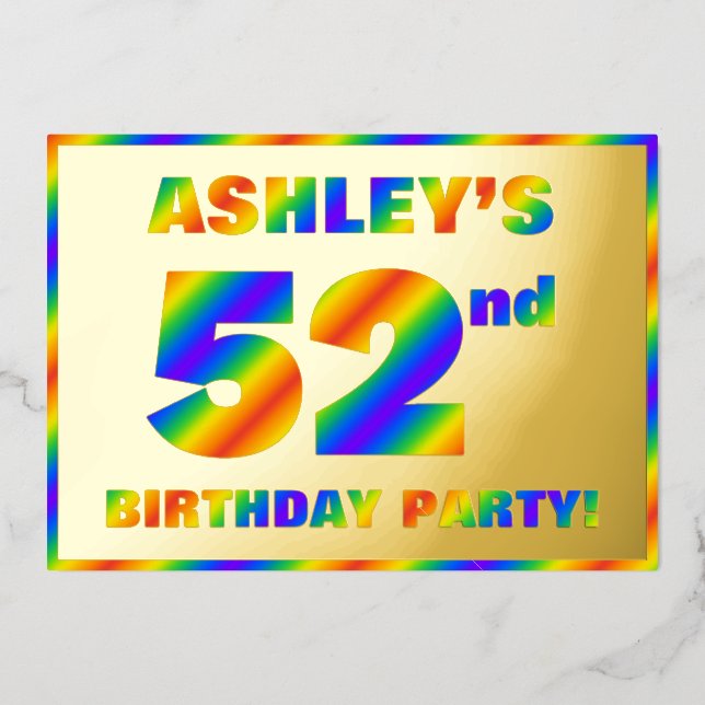 Invitation En Aluminium 52e fête d'anniversaire — Amusant, Rainbow Spectru (Recto)