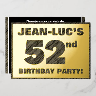 Invitation En Aluminium 52e fête d'anniversaire — Gras, Faux Wood Grain Te