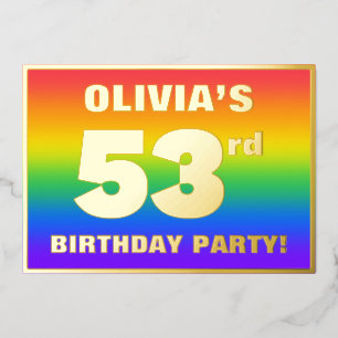 Invitation En Aluminium 53e fête d'anniversaire : Amusant, coloré Motif ar