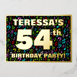 Invitation En Aluminium 54e Birthday Party — Fun, symbole musical coloré