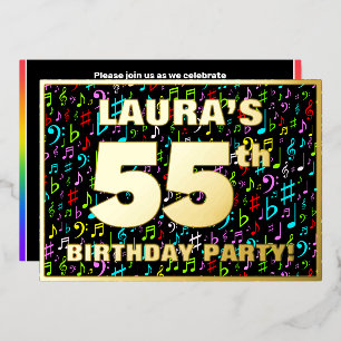 Invitation En Aluminium 55e Birthday Party — Fun, symbole musical coloré