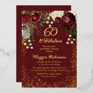 Invitation En Aluminium 60 ans et Fabuleux Glam Rose Fête d'anniversaire F