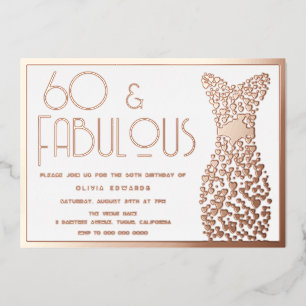 Invitation En Aluminium 60 & Fabulous Gold Gown 60e Anniversaire de fête G