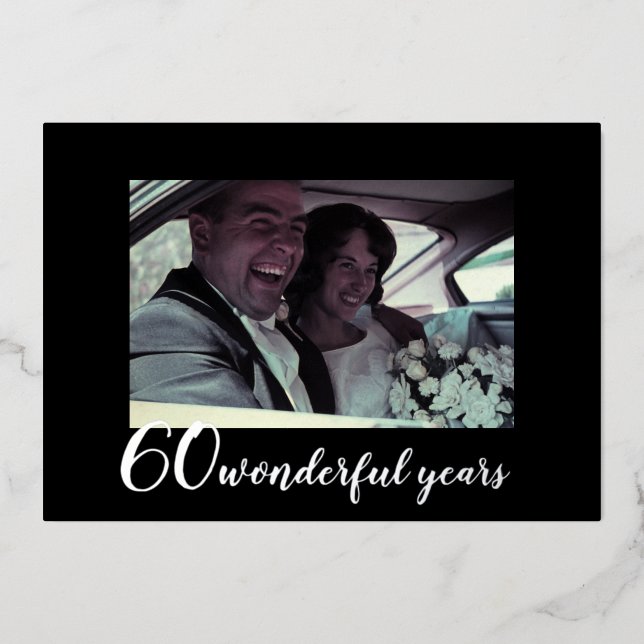 Invitation En Aluminium 60e anniversaire du Mariage Photo personnalisée (Recto)